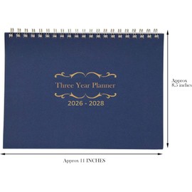 Kerixi 3 Year Calendar Monthly Planner Spiral Bound Approx 11" x 8.5" Start On Jan (Blue)
