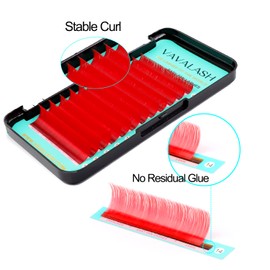 VAVALASH VAVALASH Colored Easy Fan Eyelash Extensions 0.07 D Curl 8-15mm Mixed Lash Tray Red Self Fanning Lashes Colorful Volume lash extensionsRed,0.07-D-8-15mm
