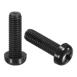 sourcing map 20Pcs M6x20mm Threaded Nylon Phillips Cross Pan Head Machine Screws Bolts Black