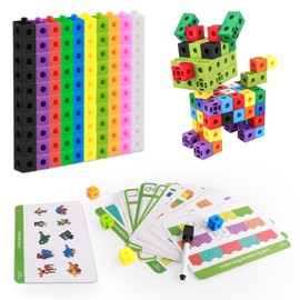 LHOEST Maths Cubes for Kids 119PCS Counting Blocks Maths for Children Coloured Counting Cubes Maths Building Blocks for Kids 10 Colours Mathlink cubes Activity Set with 18 Activity Snap Multilink cube