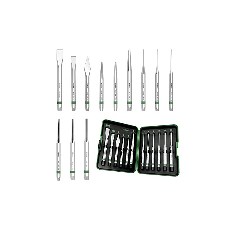 12-Piece Punch and Chisel Set, 60Cr-v Steel Made and Heat-treated.