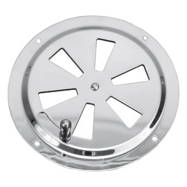PRIOstahl Ventilation rosette with ventilation slider, gill fan, ventilation grille, ventilation plate, 1 x lockable round fan, round, diameter 125 mm, for cabinet, smoker pipes, rustproof, made of