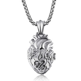 Cupimatch Men's Necklace Boxing Gloves Heart Pendant Necklace Men's Stainless Steel Punk Rock Box Chain Gift for Men Boys, Stainless Steel