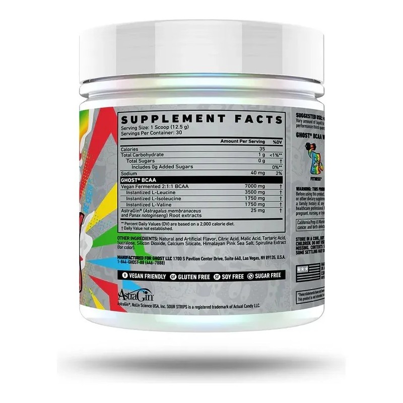 Bcaa Amino Acids Ghost 30 Servicios Sabor Sour Strips Rainbow