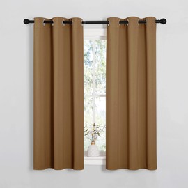 NICETOWN NICETOWN Sleek Blackout Curtains 54 inches Length for Small Windows, Noise Reducing and Block Draft Panels for Door Doorway Laundry Office Luxury Decor Theme (2 Panels, Gold Brown, W34 x L54 -Inch)