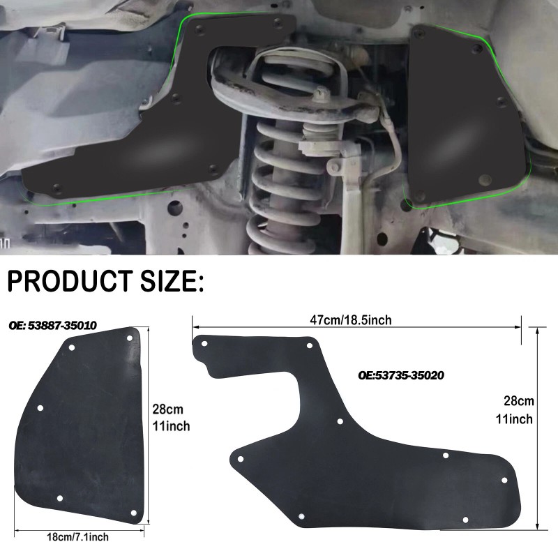 XUKEY 5X for 96-02 Toyota 4Runner RUBBER Splash Shields Inner
