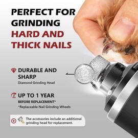 FuzzyFix Dog Nail Grinder, Quiet Dog Nail Clippers with LED Light for Large Dogs, USB Rechargeable Electric Dog Nail Trimmer 5-Speed Paws Grooming & Smoothing for Large Medium Small Dogs Cats Pet