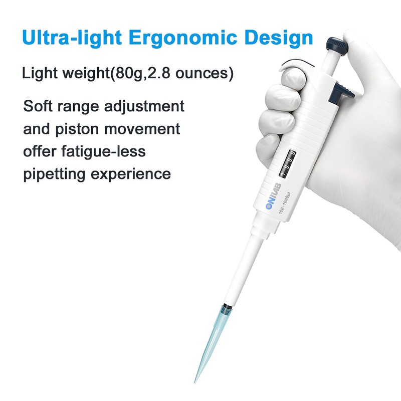ONiLAB Laboratory Micropipette, Single Channel Pipette, Adjustable Volume Pipette, Micropipettes,