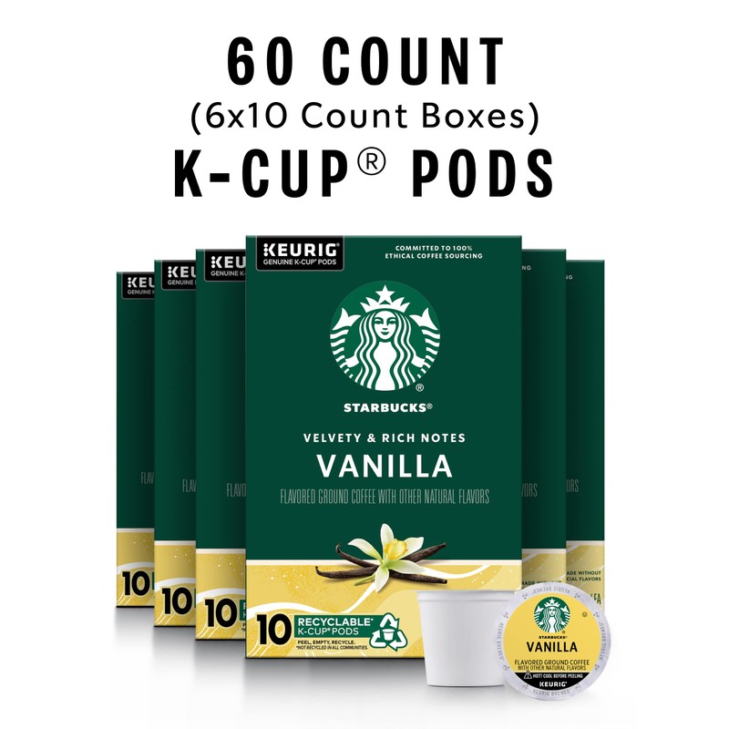 Starbucks K-Cup Coffee Pods, Flavored Hot or Iced Coffee, Vanilla,