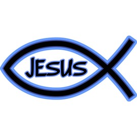StickerTalk Jesus Christian Fish Vinyl Sticker, 5 inches by 2.5 inches