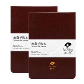 Paul Rubens Watercolour Journal, 2 Pack 40 Sheets 100% Cotton Acid-Free Cold Press Watercolour Sketchbook 13 x 18.5 cm, 140lb/300gsm for Watercolours, Gouache, Acrylics