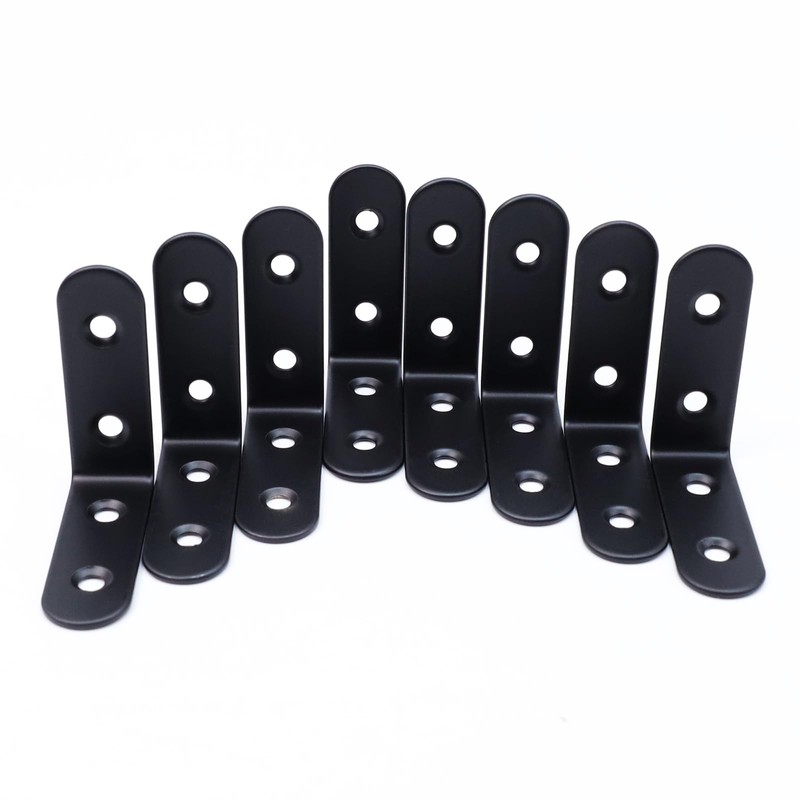 MY MIRONEY 8PCS Black L Brackets Heavy Duty Stainless Steel