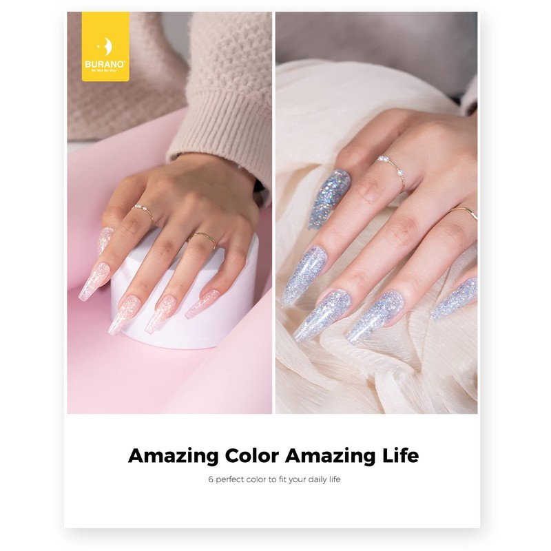 BURANO Poly Extension Gel Nail Kit, 6 Colours Nail Poly