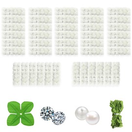 Vignor 500 Pcs 0.6 Inch Mini Artificial Flowers Head Bulk 5 in 1 Set Faux Foam Fake Small Rose Tiny Baby Flores Bouquet Wreath Gift Hair Clip Home Decoration DIY Craft (White)
