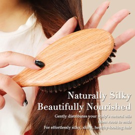 HANMU Natural Oak-100% Soft Boar Bristle Hair Brush & Plastic Wide-Tooth Comb Set, For Women Men & Kids, Soft Bristles for All Hair Types, Detangles, Smooths, Adds Shine & Nourishes Scalp