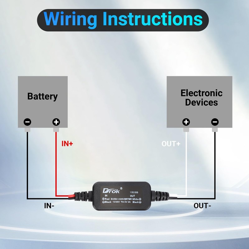 DROK 12V to 5V Converter, DC 8-32V to 5V Buck
