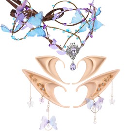 MOSTORY Woodland Fairy Accessories for Women, Renaissance Elf Outfit Set with Fairy Crown, Elf Ears, Butterfly Earrings for Renfaire Cosplay