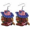Pink Cowboy Cowgirl Hat Boots Earrings for Women Double-sided Wood