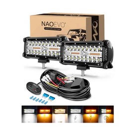 NAOEVO 7 Inch LED Light Bar, 240W 24,000LM OffroadFog/Driving Lights LED Pods with 2 Leads Wiring HarnessKit, Spot Flood Combo Beam, LED Work Lights for TruckBoat UTV ATV, 2-Pack - Color: 6 Modes