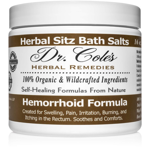 Dr. Cole's Hemorrhoid Sitz Bath Treatment - Organic, Herbal Bath Salts That Can Help Soothe Itching, Swelling and Pain Related to Hemorrhoids - Safe for All Ages - (White)