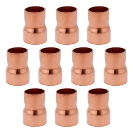 Create idea Copper Reducer Solder Connection 15 mm to 12.7 mm for Sanitary Reducer Straight Connection Pressure Fitting Pipe Connector Adapter Pack of 10