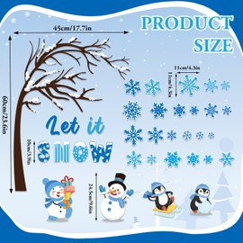 FYSUIMU 36 Pcs Christmas Winter Garage Magnets Decoration Blue Snowman Penguin Snowflake Tree Garage Door Decals Let It Snow Magnetic Refrigerator Stickers for Xmas Party Home Car
