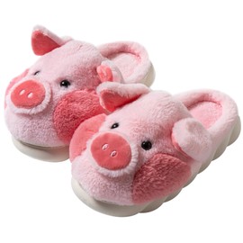 YILANLAN Adult Cotton Pig Plush Animal Slippers - Home Slippers (8.5/9, Pink, numeric 8 point 5)