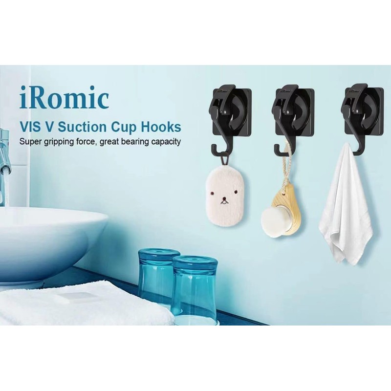 iRomic New Heavy Duty Vacuum Suction Cup Hook Organizer for