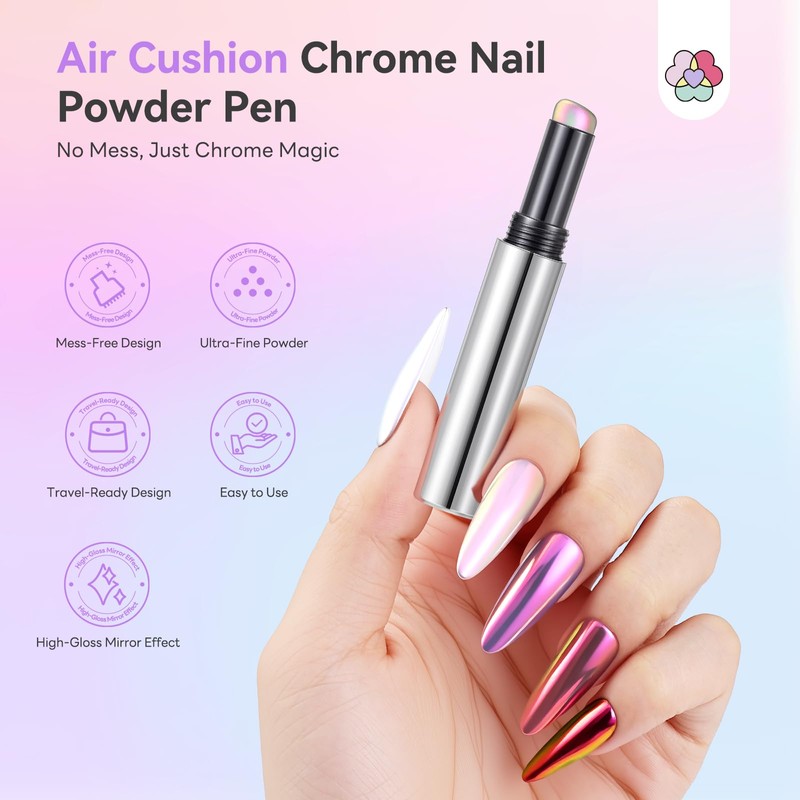 Air Cushion Chrome Nail Powder Pen for Beginners, Mermaid