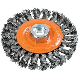 Walter 13L404 Knot Twisted Wire Wheel Brush – 4 in. Carbon Steel Finishing Wire Brush with Threaded Hole. Abrasive Brushes