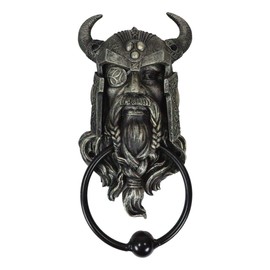 Ebros Gift Viking Norse Ruler of Asgard Warrior Raven God Odin The Alfather Bust Decorative Door Knocker Crafted Resin with Metal Ring Hardware