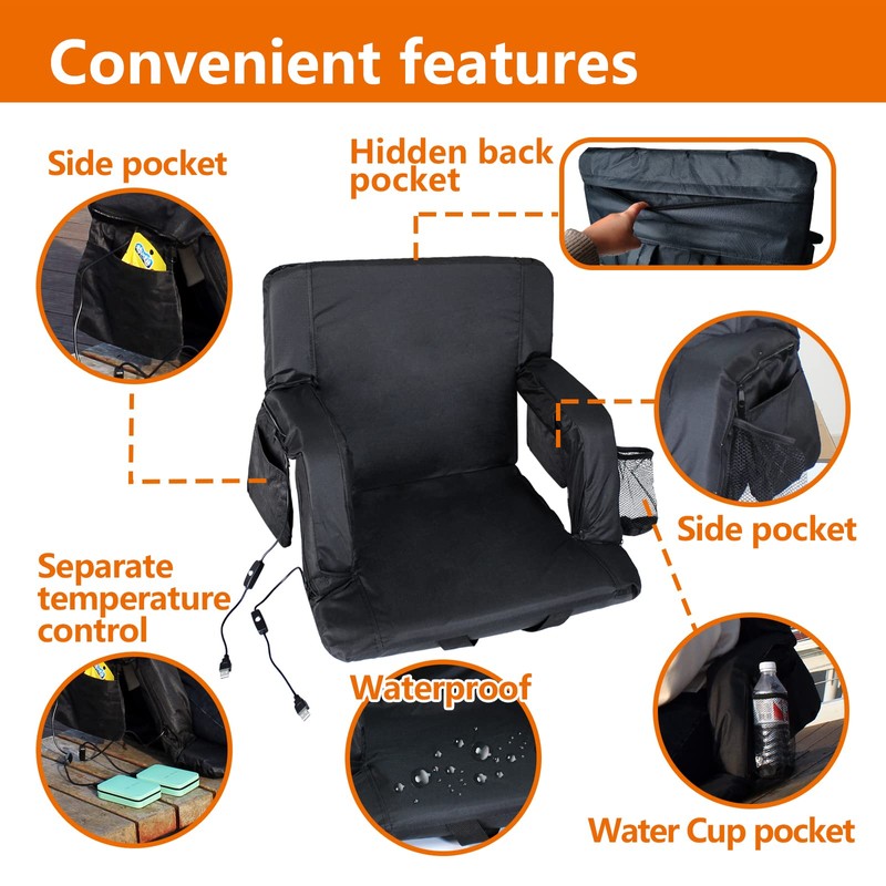 Sojoy Heated Stadium Chair, Black