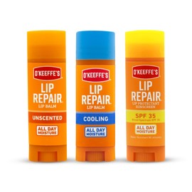 O'Keeffe's O'Keeffe's Lip Repair Lip Balm Set for Dry, Cracked Lips - Stick (Pack of 3: 1 Cooling + 1 Unscented + 1 SPF) - Moisturizer for for Extremely Cracked, Dry Lips
