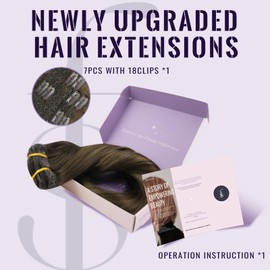 fshine Human Hair Clip in Hair Extensions 18 Inch 120g Natural Hair Clip in Hair Double Weft Extensions Balayage Color 2 Dark Brown to 6 Chestnut Brown and 2 Brown Hair 7Pcs Clip in Extensions