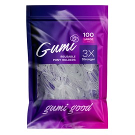 Gumi good Clear Elastics 1 inch Hair Band Large for Thick or Thin Hair