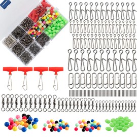 Alwonder 521pcs Sea Fishing Swivel Snaps Kit in Box Include Swivels, Clips, Luminous Beads, Crimps, Slides and other Sea Fishing Accessories Terminal Tackle for Saltwater Freshwater