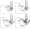 Akylin 4pcs Cove Router Bit Set,1/2" Shank,Radius 3/16",1/4",7/16", and 9/16",Cove