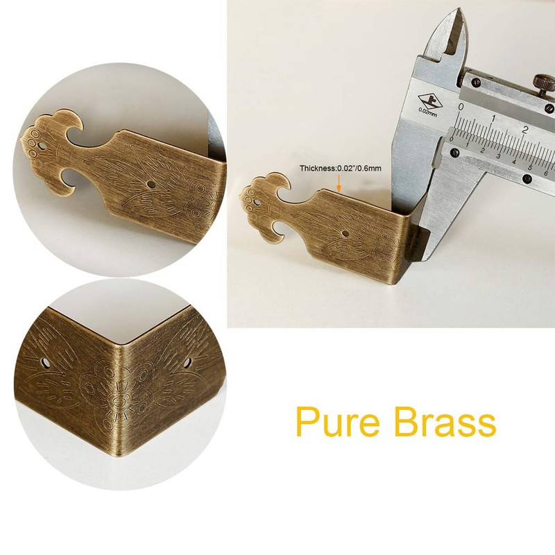 Tiazza 8Pcs Right Angle Brass Box Corner Protector Corner Braces