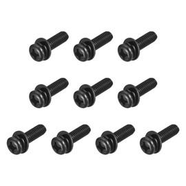sourcing map M6 x 20mm Carbon Steel Phillips Pan Head Machine Screws Bolts Combine with Spring Washer and Plain Washers 10pcs