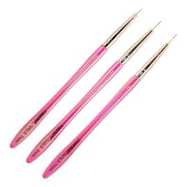Set Pinceles Nail Art Fantasy Nails Liner Gel Uñas 3 Piezas Rosa                                                                                      
