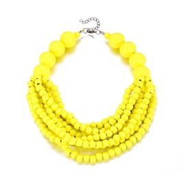 COLORFUL BLING Boho African Wooden Beaded Strands Necklace Ethnic Layered Chunky Collar Choker Wood Necklace for Women Hip Hop Statement Jewelry, Wood, wood