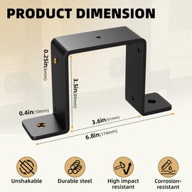 MooxHAI 6 Pcs 4" x 4" Strap Post Ties,Heavy Duty deck fence post brackets for 4"x4" wood Post Beam, Gazebo Mounting Brackets,Thickness 2mm - Black