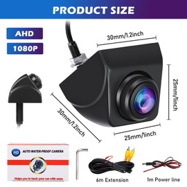 AHD 1080P Car Rear View Camera, 360°, Rotatable Reversing Cameras, Wide Angle Reversing Camera, Car, Motorhome, IP68 Waterproof, HD Night Vision, for SUV, Motorhome, Van