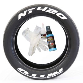 Tire Stickers Nitto NT420 - Permanent DIY Glue On White Tire Lettering Kit with Glue & 2oz Touch-Up Cleaner / 19-21 Inch Wheels / 1.50 Inches/White / 4 Pack