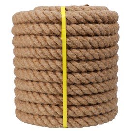 Twisted Manila Jute Rope (1 Inch x 100 Feet) Natural Thick Hemp Rope for Crafts, Nautical, Railings, Hammock, Decorating