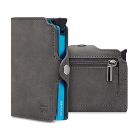 BEWMER 1 Shielded Credit Card Wallet with Coin Pocket | Slim Wallet for Men and Women | Card and Document Holder with RFID Protection and Carbon Fiber Money Clip