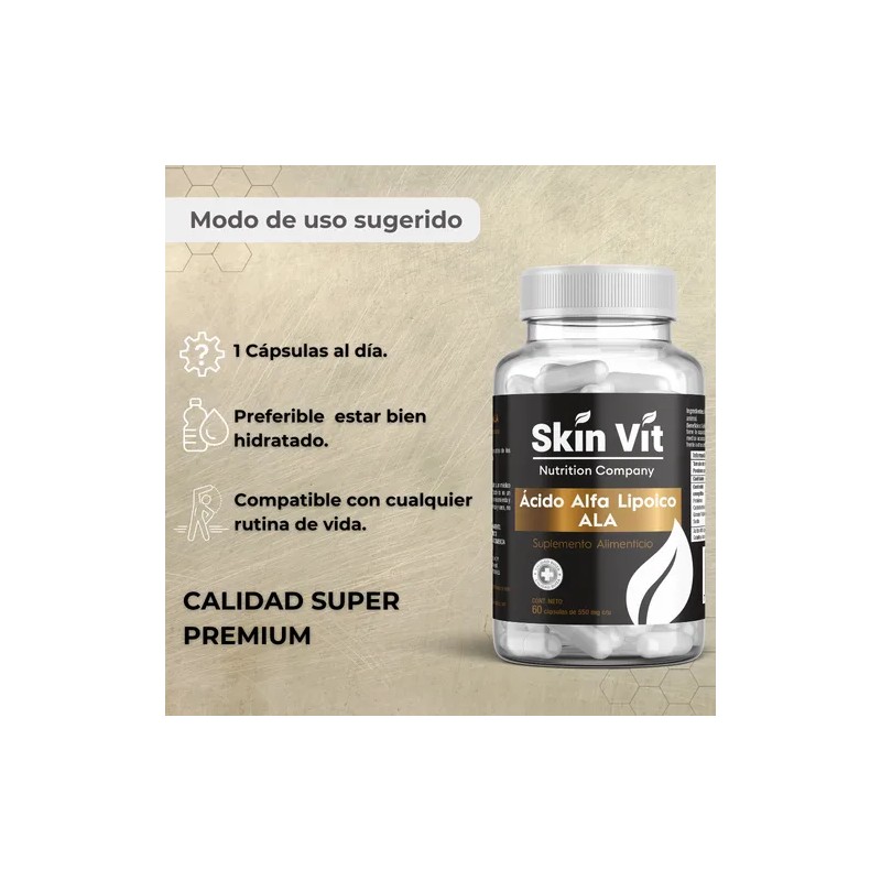 Acido Alfa Lipoico (ALA) 60 Cápsulas Skin Vit Súper Premium