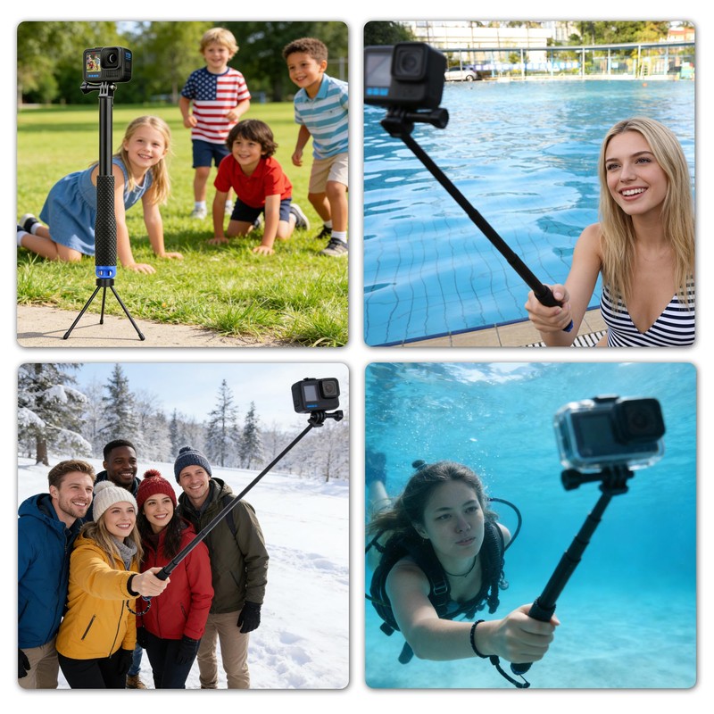 YALLSAME 46" Waterproof Selfie Stick for GoPro Hero 13-1 DJI