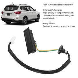 Jiawu Rear Liftgate Trunk Release Switch Button, Push-Button Actuator, Black, Manual Operation, 1-Way Circuit, Pathfinder 2013-2020, OE 25380-3JA0B