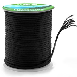 9KM DWLIFE 100% UHMWPE Braided Cord, 1.3mm Black 100ft 580lb Hollow Rope for Hammock, Kite, Fishing, Climbing, Camping